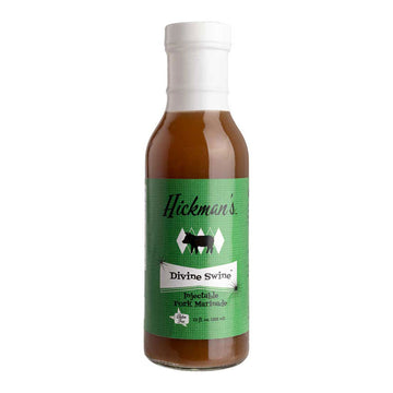 Bottle of Hickman's Divine Swine Pork Marinade on a white background