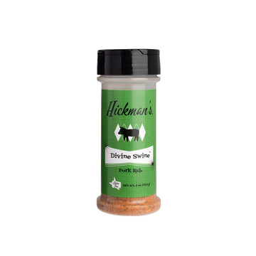 Hickman's Divine Swine Pork Rub container on a white background
