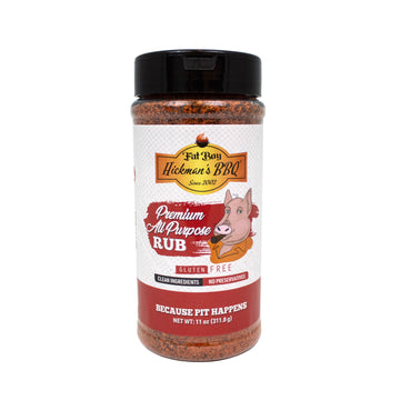 A bottle of Fat Boy Hickman's BBQ Premium All Purpose Rub.